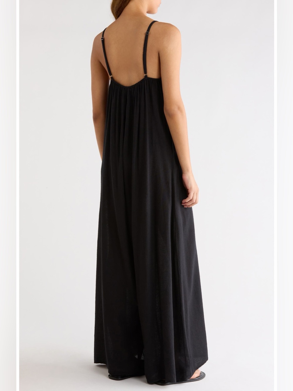 Elan Wide Leg Cotton Linen Blend Cover-Up Jumpsuit Black Medium NWT - Picture 2 of 8